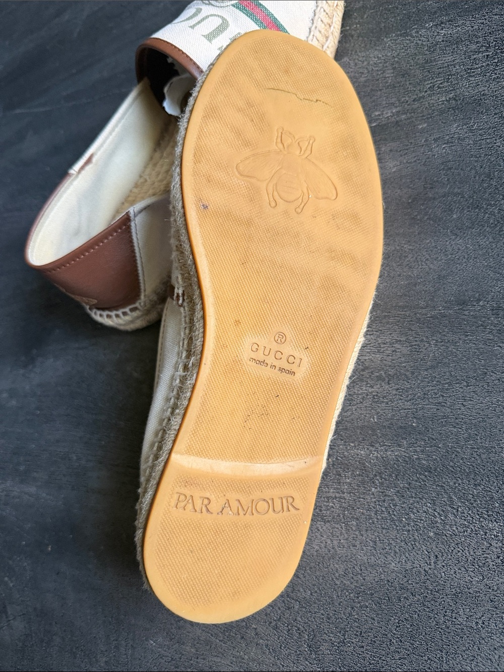 Gucci Beige Canvas Espadrilles with Green and Red Web - Picture 15 of 16